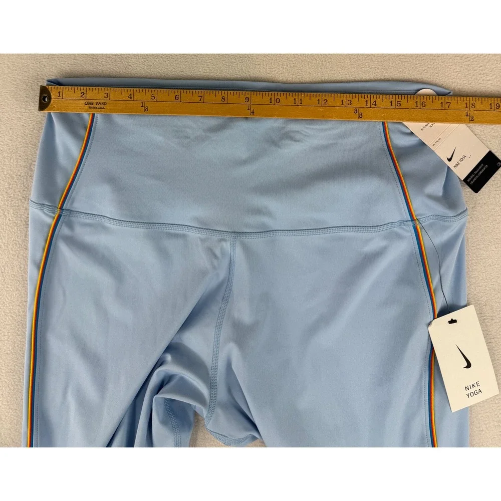 Nike Yoga Leggings Womens XXL Blue Rainbow Trim High Rise 7/8 Dri-FIT CU5360-436